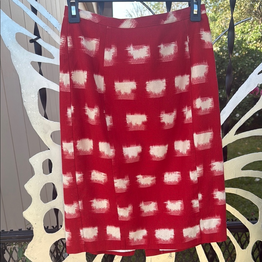 Corey Lynn Calter Red and White Midi Skirt